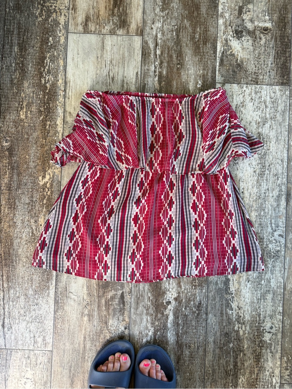 2 for $15 sale: Judith March red layered chiffon strapless top - L